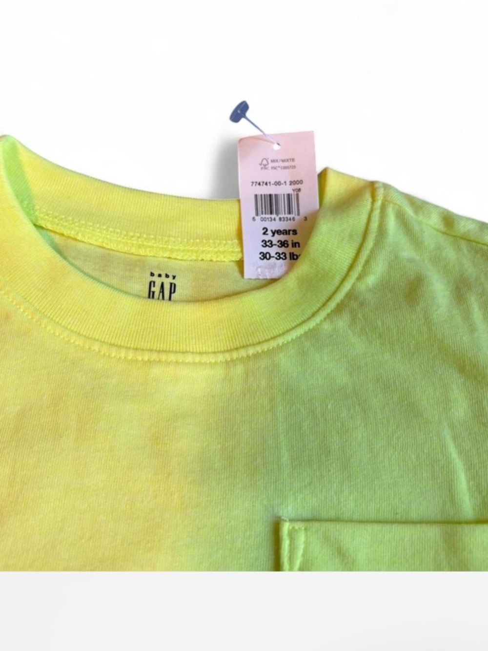 GAP Baby Neon Yellow Tie-Dye Pocket Tee with Toy Story 2-piece outfit - Picture 6 of 6